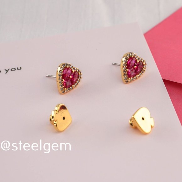 NEW Kate Spade ♠️ Spell It Out Heart Stud Earrings NWT - Picture 6 of 7
